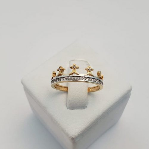anillo corona en oro 18k certificado y circones suizos $870.000